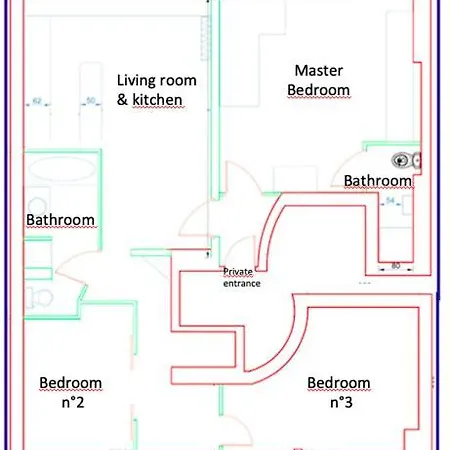 & ! 3 Bedrooms, 2 Bathrooms アパート *